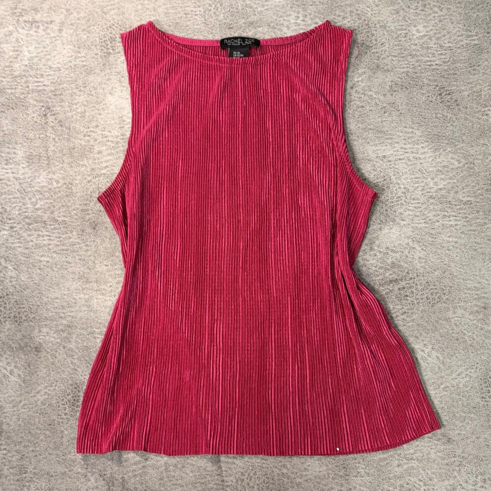 Pink Pleated Ribbed Tank Top